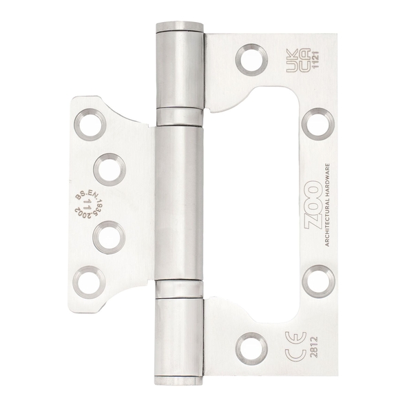 ZHSSFH-243S • 100 x 079 x 3.0mm • Satin [80kg] • G11 CE Square Corner 201 Stainless Flush Interleaf  Hinges