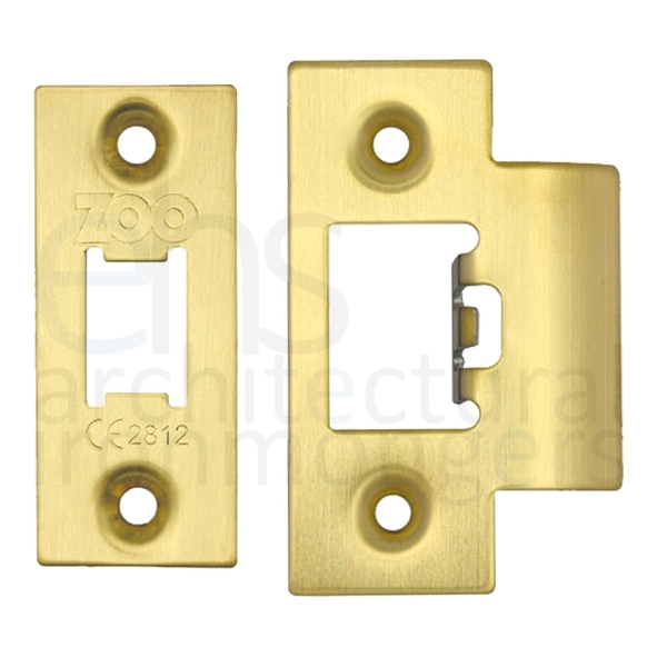 ZLAP01-PVDSB  Square Forend & Striker  PVD Satin Brass  For Zoo Hardware Tubular Latch
