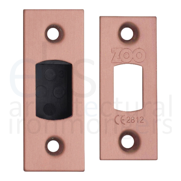 ZLAP02-TRG • Square Forend & Striker • Tuscan Rose Gold • For Zoo Hardware Tubular Deadbolts