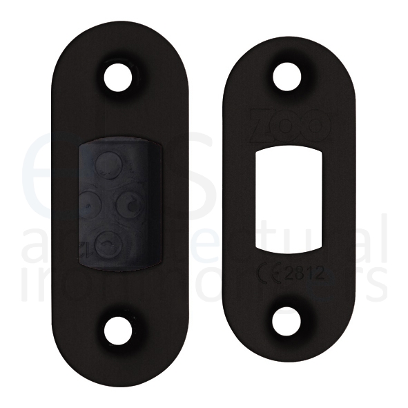 ZLAP02R-PCB • Radiused Forend & Striker • Black • For Zoo Hardware Tubular Deadbolts