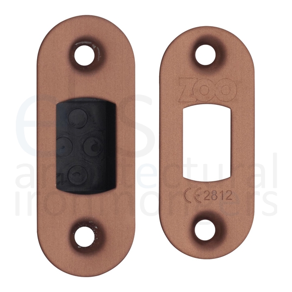 ZLAP02RPVDBZ  Radiused Forend & Striker  PVD Satin Bronze  For Zoo Hardware Tubular Deadbolts