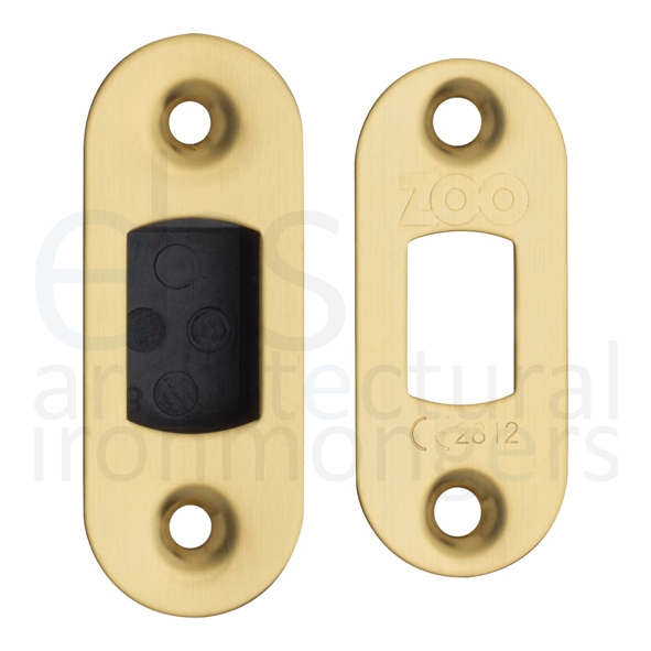 ZLAP02R-PVDSB  Radiused Forend & Striker  PVD Satin Brass  For Zoo Hardware Tubular Deadbolts