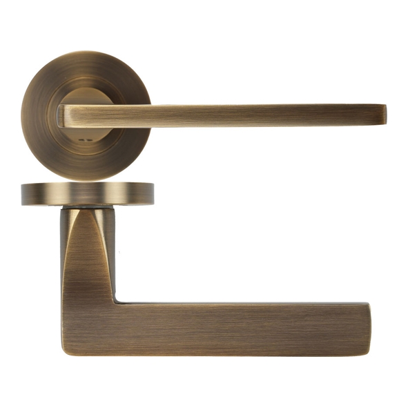 ZPA010-AB  Antique Brass  Zoo Hardware Aluminium Leon Levers On Round Roses