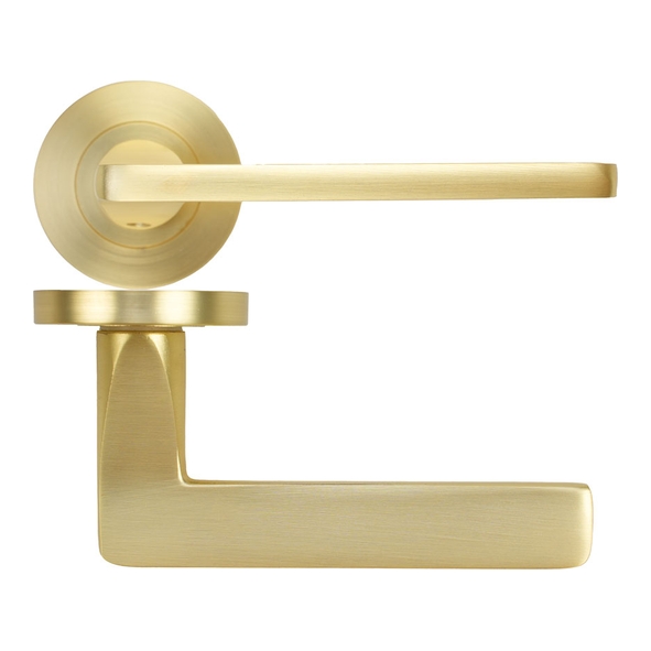 ZPA010-SB  Satin Brass  Zoo Hardware Aluminium Leon Levers On Round Roses
