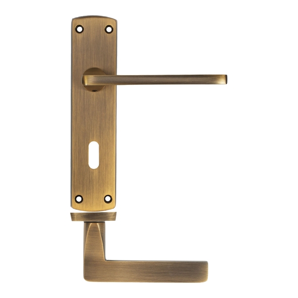 ZPA011-AB  Standard Lock [57mm]  Antique Brass  Zoo Hardware Aluminium Leon Levers On Backplates