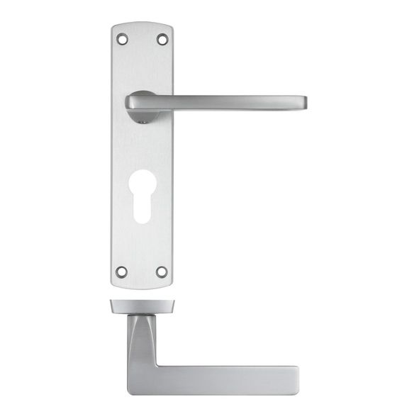 ZPA011EP-SC  Euro Cylinder [47.5mm]  Satin Chrome  Zoo Hardware Aluminium Leon Levers On Backplates