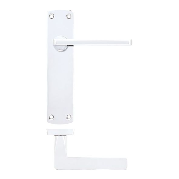 ZPA012-CP  Long Plate Latch  Polished Chrome  Zoo Hardware Aluminium Leon Levers On Backplates