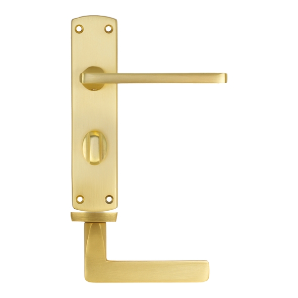ZPA013-SB  Bathroom [57mm]  Satin Brass  Zoo Hardware Aluminium Leon Levers On Backplates