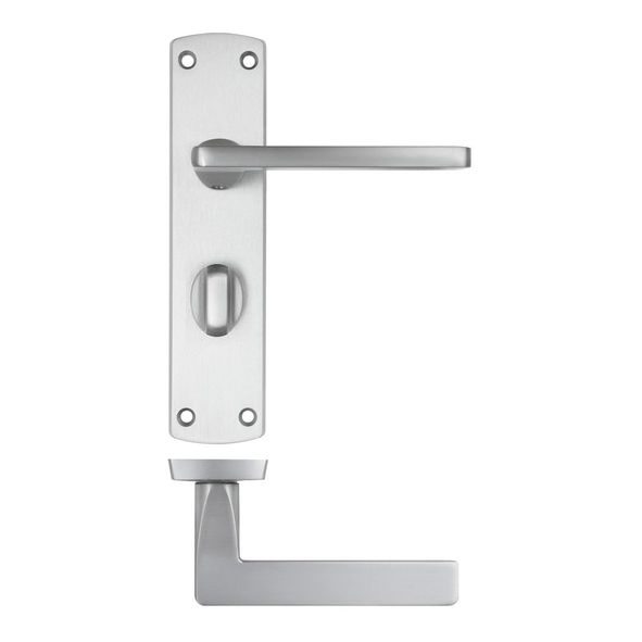 ZPA013-SC  Bathroom [57mm]  Satin Chrome  Zoo Hardware Aluminium Leon Levers On Backplates