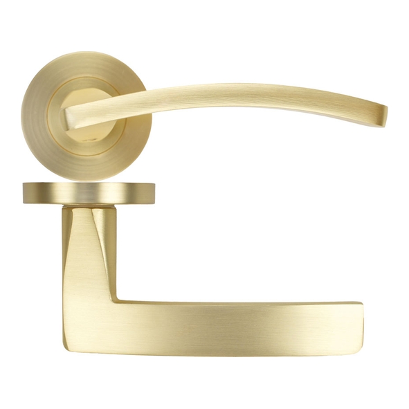 ZPA030-SB  Satin Brass  Zoo Hardware Aluminium Toledo Levers On Round Roses