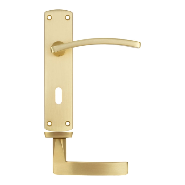 ZPA031-SB  Standard Lock [57mm]  Satin Brass  Zoo Hardware Aluminium Toledo Levers On Round Roses