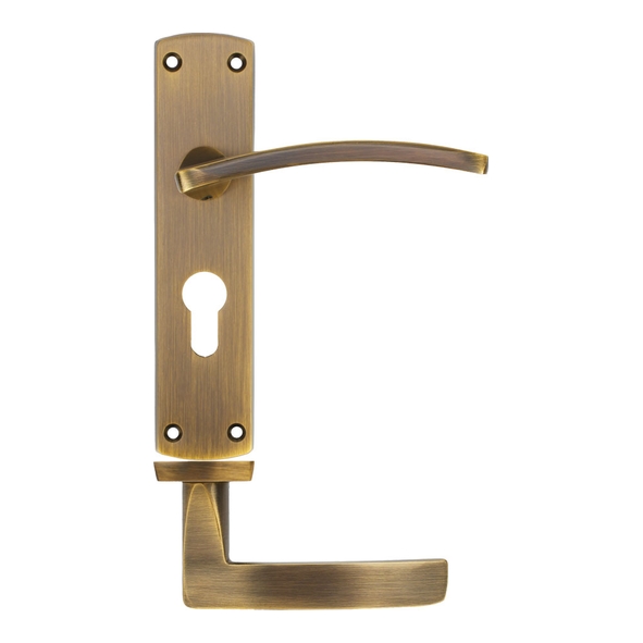 ZPA031EP-AB  Euro Cylinder [47.5mm]  Antique Brass  Zoo Hardware Aluminium Toledo Levers On Backplates