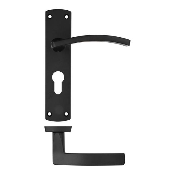 ZPA031EP-MB  Euro Cylinder [47.5mm]  Matt Black  Zoo Hardware Aluminium Toledo Levers On Backplates