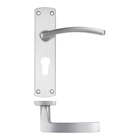 ZPA031EP-SC  Euro Cylinder [47.5mm]  Satin Chrome  Zoo Hardware Aluminium Toledo Levers On Backplates