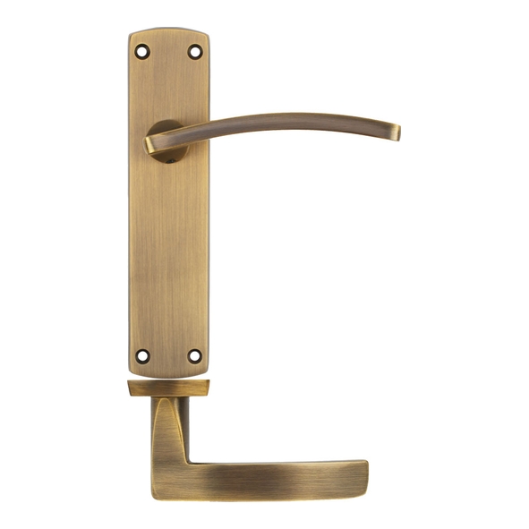 ZPA032-AB  Long Plate Latch  Antique Brass  Zoo Hardware Aluminium Toledo Levers On Backplates