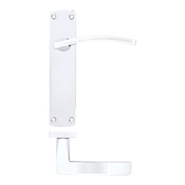 ZPA032-CP • Long Plate Latch • Polished Chrome • Zoo Hardware Aluminium Toledo Levers On Backplates