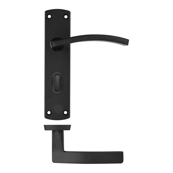 ZPA033-MB  Bathroom [57mm]  Matt Black  Zoo Hardware Aluminium Toledo Levers On Backplates