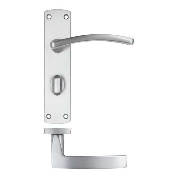 ZPA033-SC • Bathroom [57mm] • Satin Chrome • Zoo Hardware Aluminium Toledo Levers On Backplates