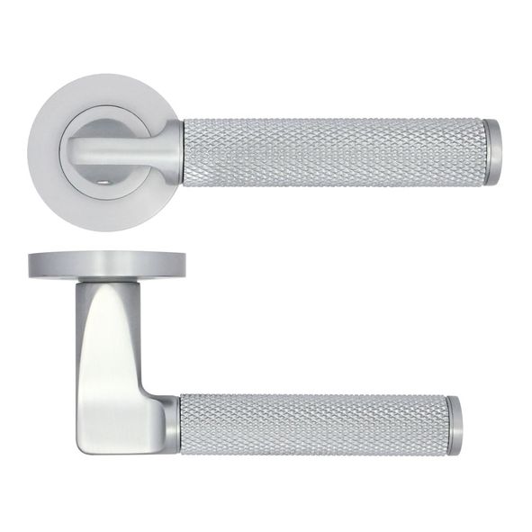 ZPA090-SC • Satin Chrome • Zoo Hardware Aluminium Bilbao Levers On Round Roses