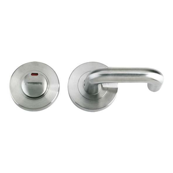 ZPS007iSS  Satin Stainless Stainless  Zoo Hardware Grade 304 DDA Disabled Bathroom Turn With Indicator And Screw On Roses