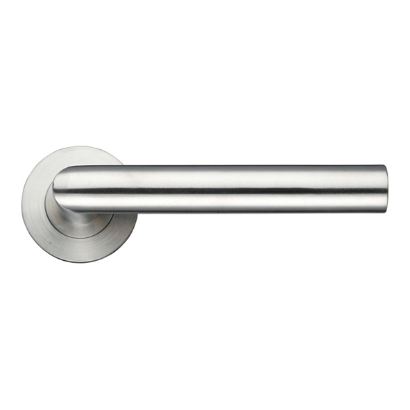 ZPS010SS  Satin Stainless  Zoo Hardware Grade 304 Mitred Levers With Screw On Round Roses