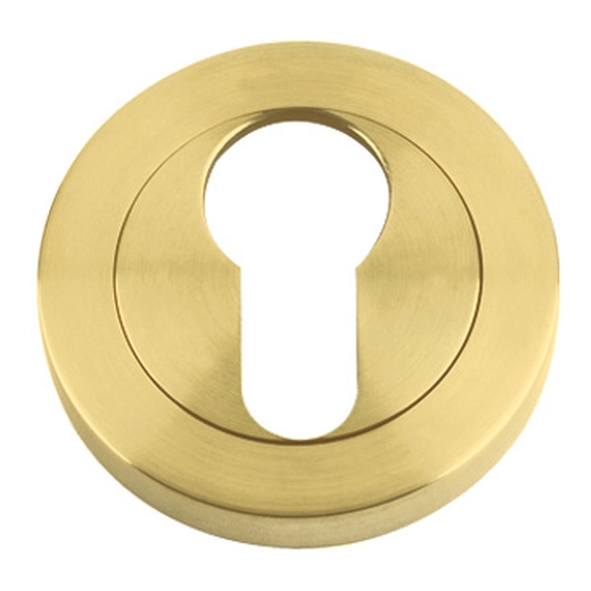 ZPZ001-FSB • Favo Satin Brass • Zoo Hardware Designer Zinc Euro Cylinder Escutcheon