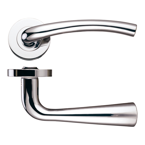 ZPZ010PN • Polished Nickel • Zoo Hardware Designer Zinc Assisi Levers On Round Roses