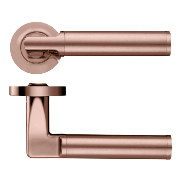 ZPZ030-TRG • Tuscan Rose Gold • Zoo Hardware Designer Zinc Milan Levers On Round Roses