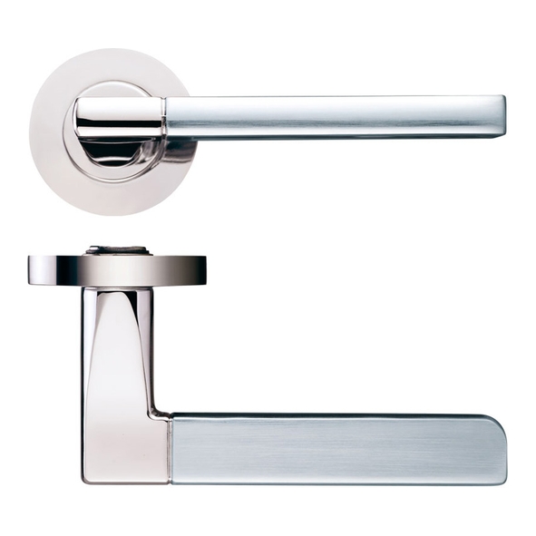 ZPZ070PNSN • Polished & Satin Nickel • Zoo Hardware Designer Zinc Venice Levers On Round Roses