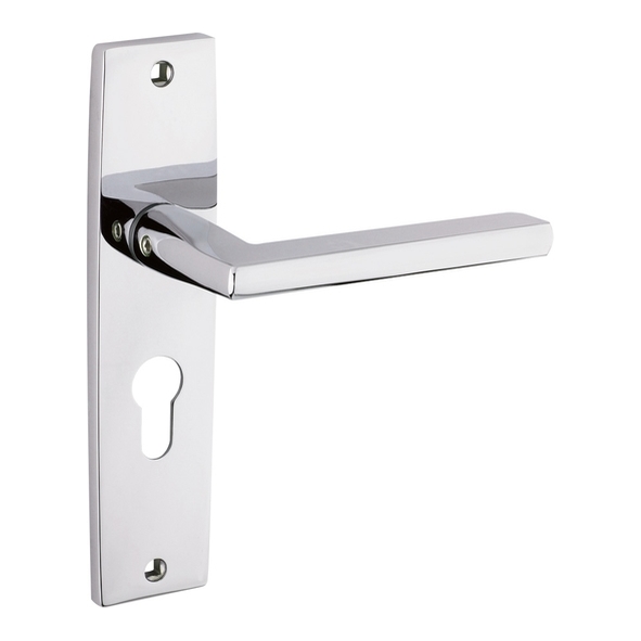 ZPZ071EPCP • Euro Cylinder [47.5mm] • Polished Chrome • Zoo Hardware Designer Zinc Venice Levers On Backplates