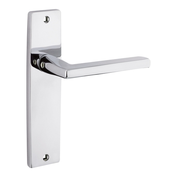 ZPZ072CP • Long Plate Latch • Polished Chrome • Zoo Hardware Designer Zinc Venice Levers On Backplates