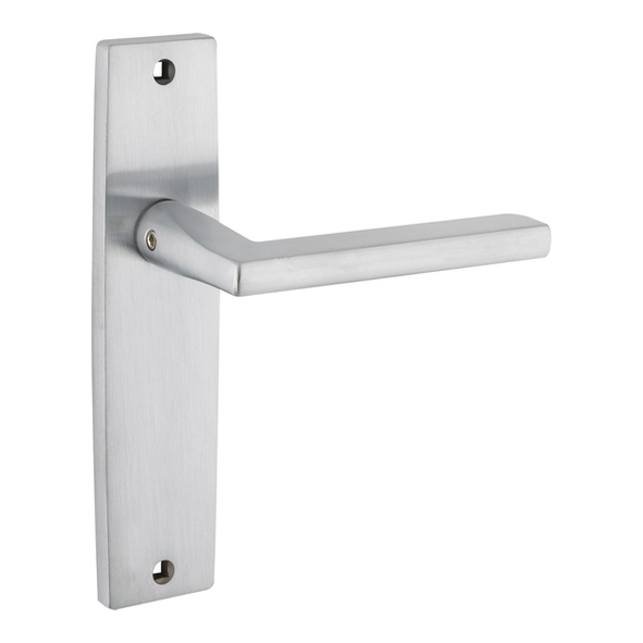 ZPZ072SC • Long Plate Latch • Satin Chrome • Zoo Hardware Designer Zinc Venice Levers On Backplates