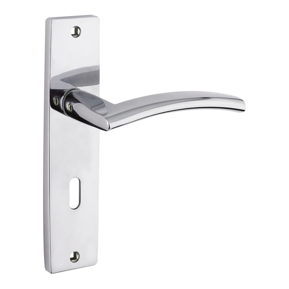 ZPZ081CP • Standard Lock [57mm] • Polished Chrome • Zoo Hardware Designer Zinc Amalfi Levers On Backplates