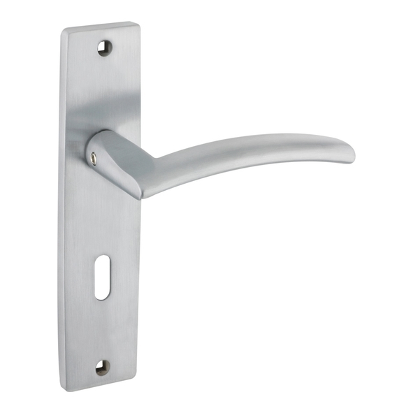 ZPZ081SC • Standard Lock [57mm] • Satin Chrome • Zoo Hardware Designer Zinc Amalfi Levers On Backplates