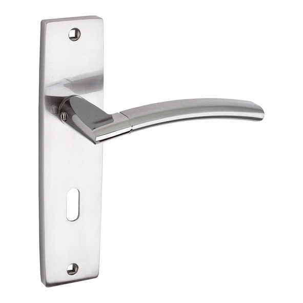 ZPZ081SCCP • Standard Lock [57mm] • Satin & Polished Chrome • Zoo Hardware Designer Zinc Amalfi Levers On Backplates