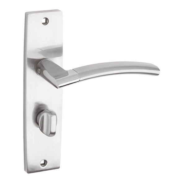 ZPZ083SCCP • Bathroom [57mm] • Satin & Polished Chrome • Zoo Hardware Designer Zinc Amalfi Levers On Backplates