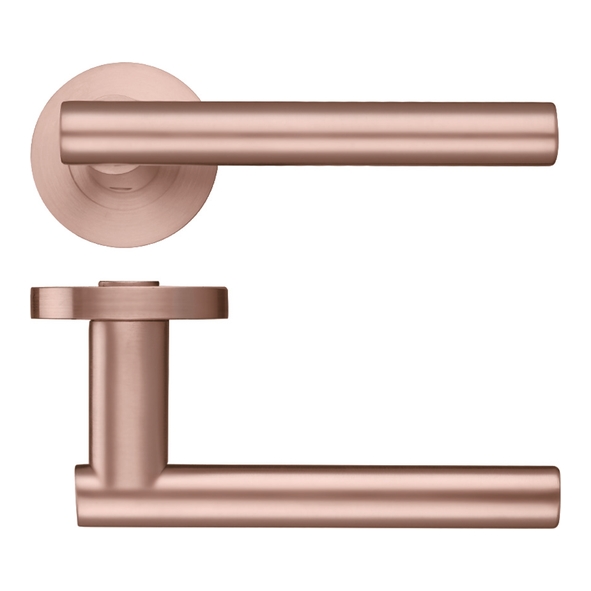 ZPZ090-TRG • Tuscan Rose Gold • Zoo Hardware Designer Zinc Lucca Levers On Round Roses
