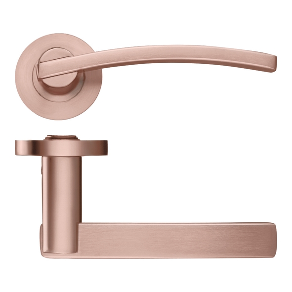 ZPZ100-TRG • Tuscan Rose Gold • Zoo Hardware Designer Zinc Adria Levers On Round Roses