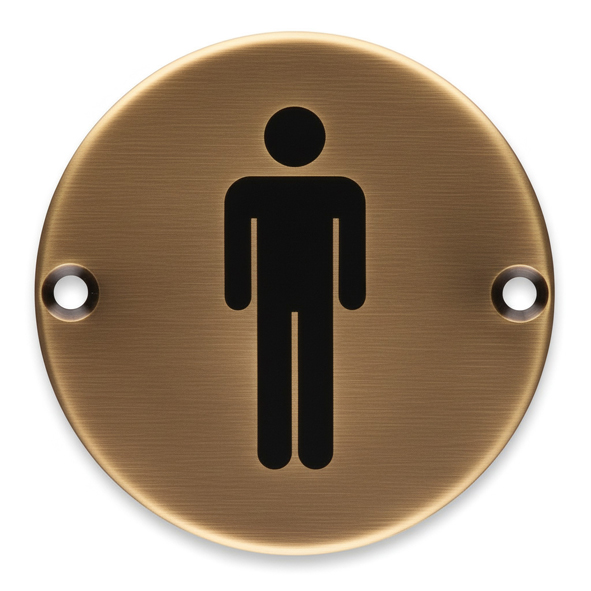 ZSS01-AB � 75mm � � Antique Brass � Zoo Hardware Screen Printed Male Symbol