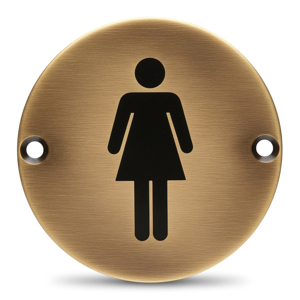 ZSS02-AB � 75mm � � Antique Brass � Zoo Hardware Screen Printed Female Symbol