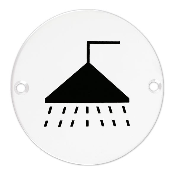 ZSS04-PCW  75mm   White  Zoo Hardware Screen Printed Shower Symbol