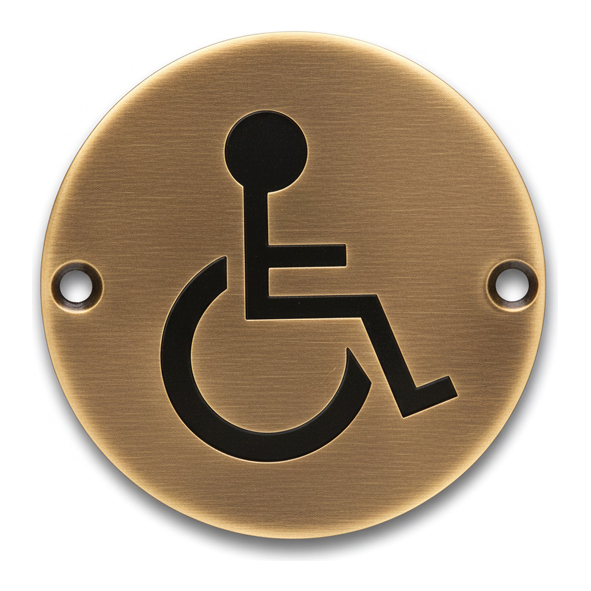 ZSS07-AB � 75mm � � Antique Brass � Zoo Hardware Screen Printed Disabled Symbol