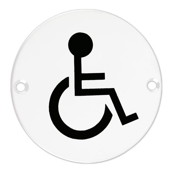 ZSS07-PCW  75mm   White  Zoo Hardware Screen Printed Disabled Symbol
