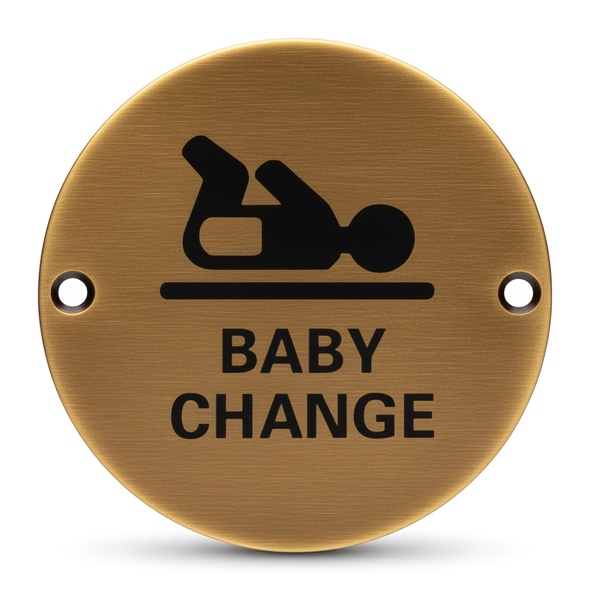 ZSS08-AB � 75mm � � Antique Brass � Zoo Hardware Screen Printed Baby Change Symbol