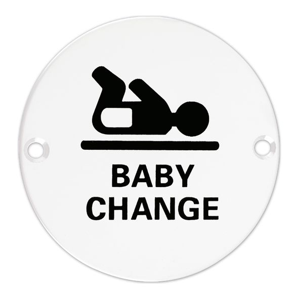 ZSS08-PCW • 75mm Ø • White • Zoo Hardware Screen Printed Baby Change Symbol
