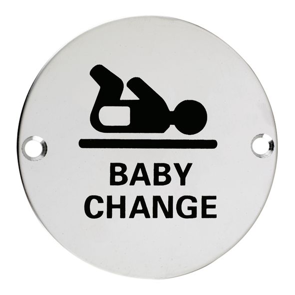 E426-02 • 075mm Ø • Polished Stainless • Format Screen Printed Baby Change Symbol