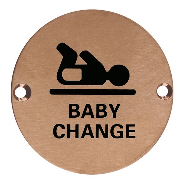 ZSS08-PVDBZ • 75mm Ø • PVD Satin Bronze • Zoo Hardware Screen Printed Baby Change Symbol