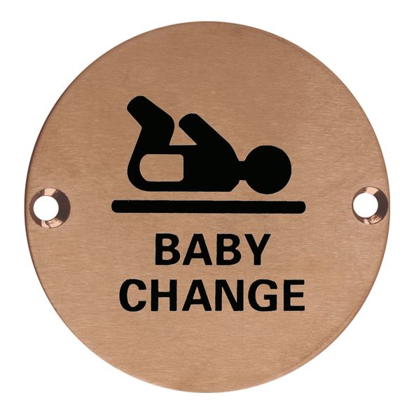 ZSS08-PVDBZ  75mm   PVD Satin Bronze  Zoo Hardware Screen Printed Baby Change Symbol