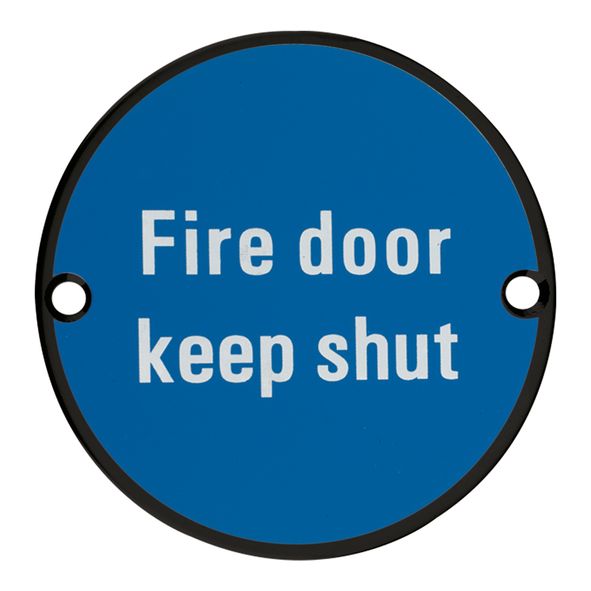 ZSS09-PCB  75mm   Black  Zoo Hardware Screen Printed Fire Door Keep Shut Sign