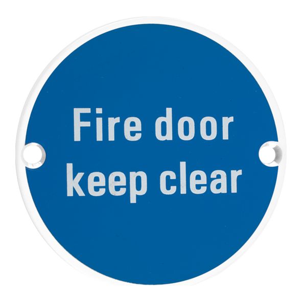 ZSS11-PCW • 75mm Ø • White • Zoo Hardware Screen Printed Fire Door Keep Clear Sign